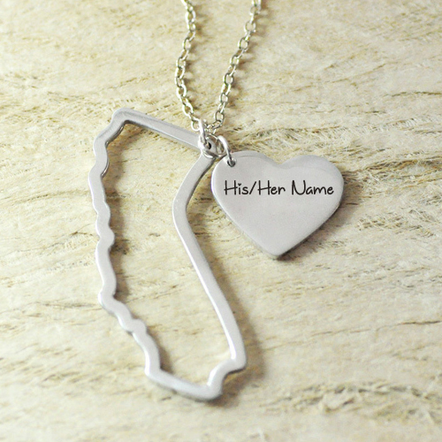 Write Name on Girlfriend Gift Couple Heart Necklace