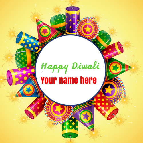 Write Name on Deepawali 2018 Wishes Greeting Card