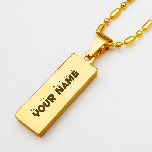Gold Bar Shape Hip Hop Pendant Jewelry With Your Name