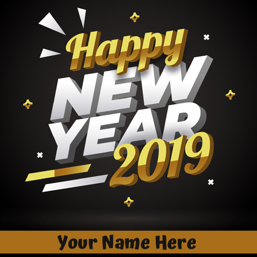 Happy New Year 2019 3D Greeting Card With Your Name