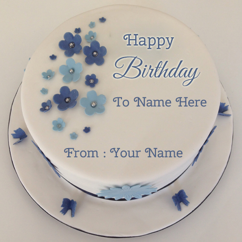 Birthday Wishes Flower Decorated Cake With Name