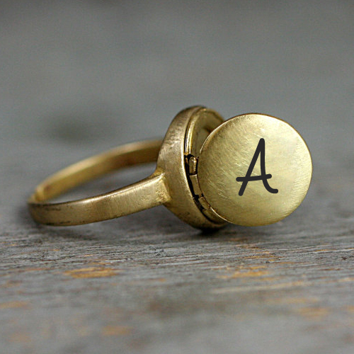 Write Alphabet on Genuine Vintage Brass Locket Ring