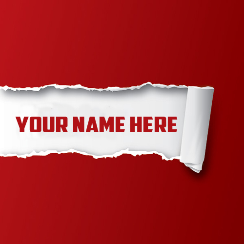 Write Your Name On Ripped Red Paper 