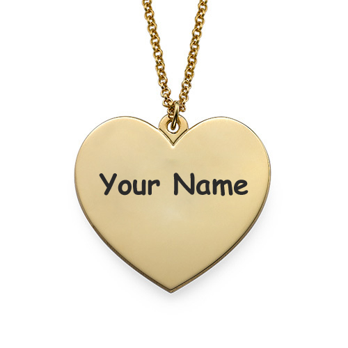 Write Name on Gold Heart Charm Necklace For Women