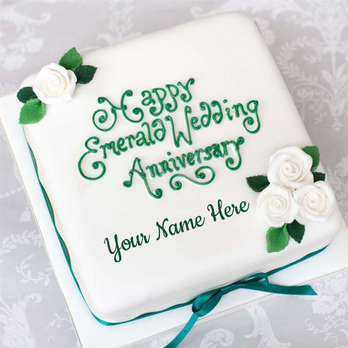 Inspirational Anniversary Emerald Cake With Your Name