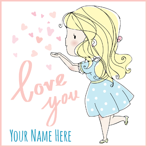 Beautiful and Cute Girl in Love Greeting With Your Name