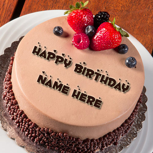 Name Birthday Chocolate Coffee Cake with Strawberries