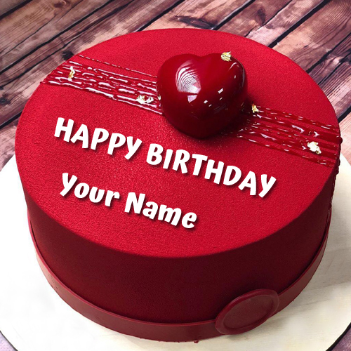 Happy Birthday Wishes Elegant Red Heart Cake With Name