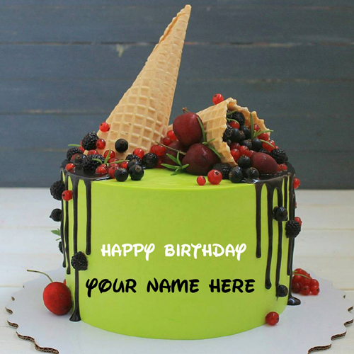 Beautiful Fruit Cake For Birthday Wishes With Your Name
