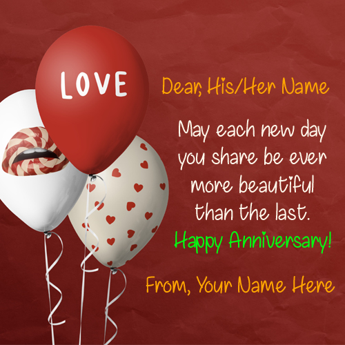 Happy Anniversary Wishes Love Note With Couple Name
