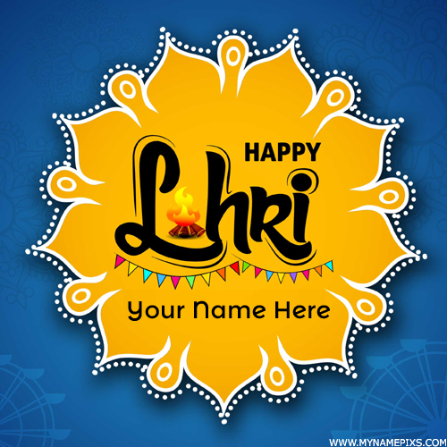 Happy Lohri Festival 2022 Elegant Greeting With Name