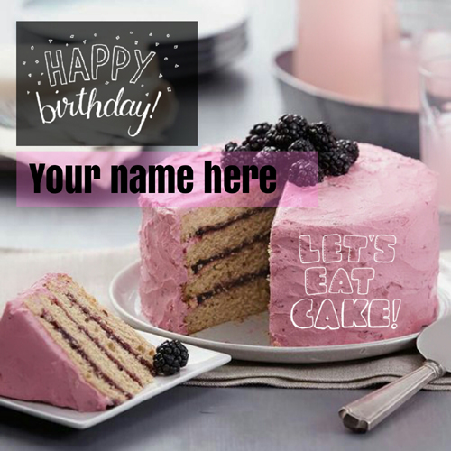 Pink Chocolate Cake For Birthday Wishes With Your Name