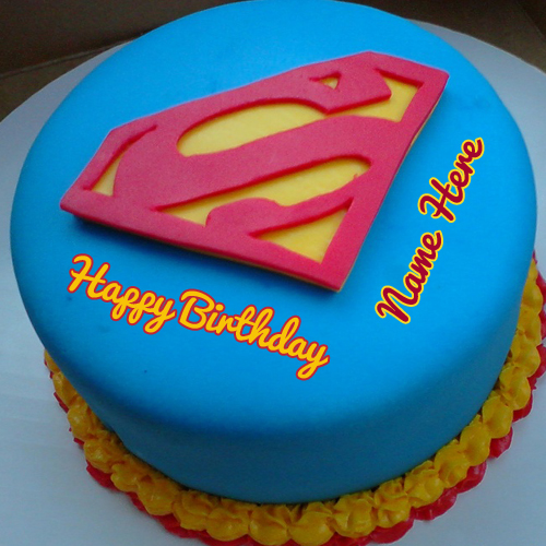 Superman Birthday Wishes Designer Cake With Your Name