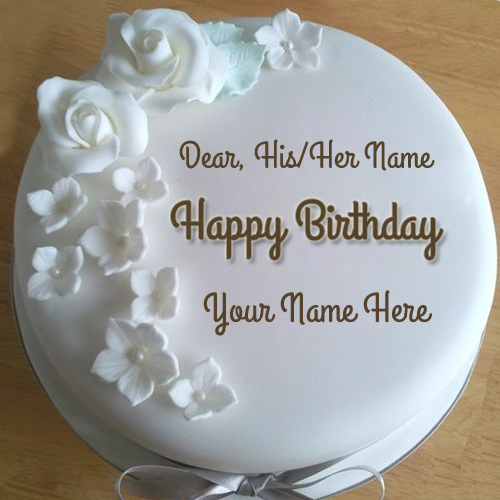 Diamond Birthday Wishes Round Cake With Your Name
