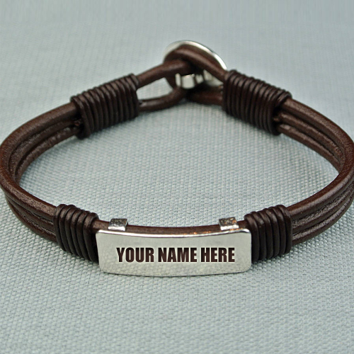 Write Name on Leather Bracelet With Silver Locket
