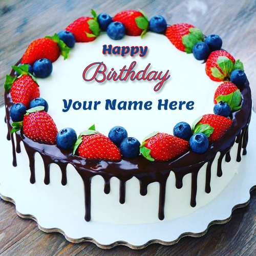 Birthday Classic Strawberry and Cherry Cake With Name