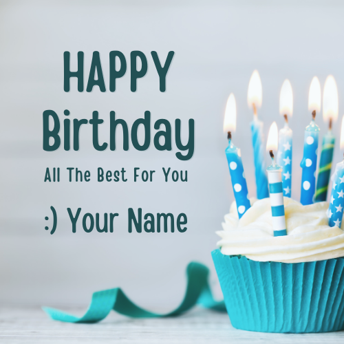 Write Name on Birthday Card With Cupcake Background