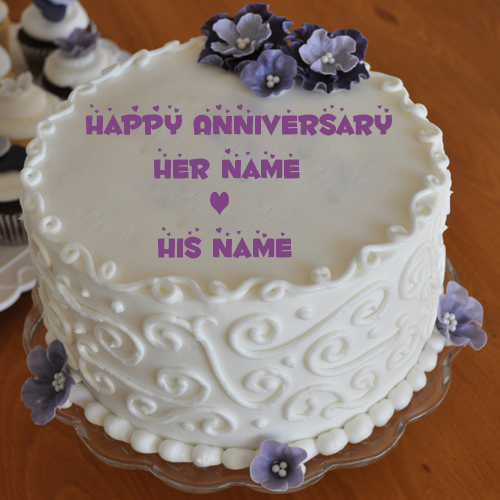 Happy Anniversary Buttercream Flowers Cake With Name
