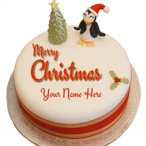 Merry Christmas Wishes Designer Cake With Your Name