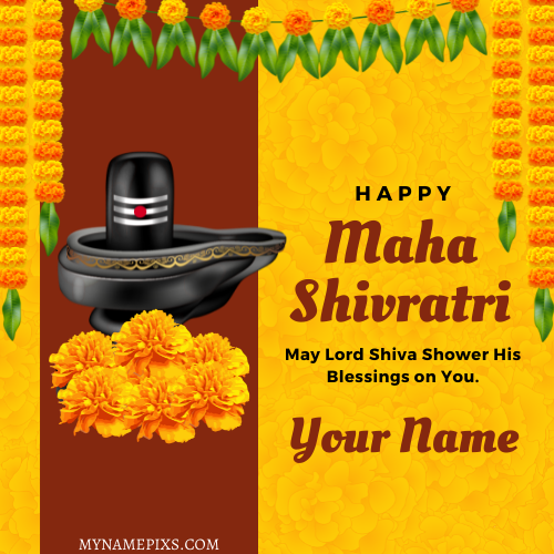 Happy Shivratri Shivling Puja Quote Greeting With Name