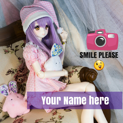 Cute Selfie Doll Smiling Greeting Card With Girl Name