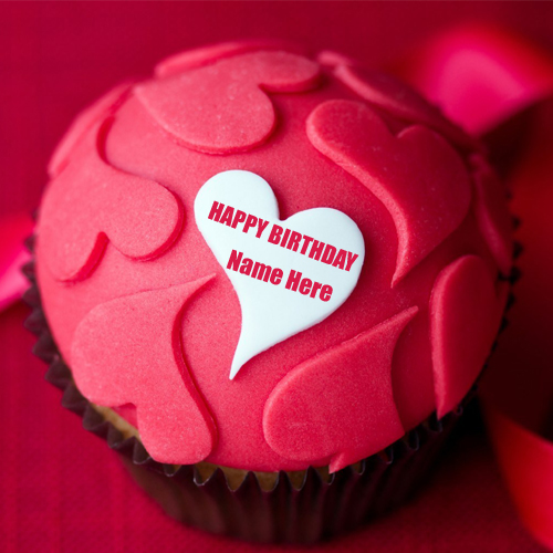 Write Name on Red Love Cake For Beautiful Girl