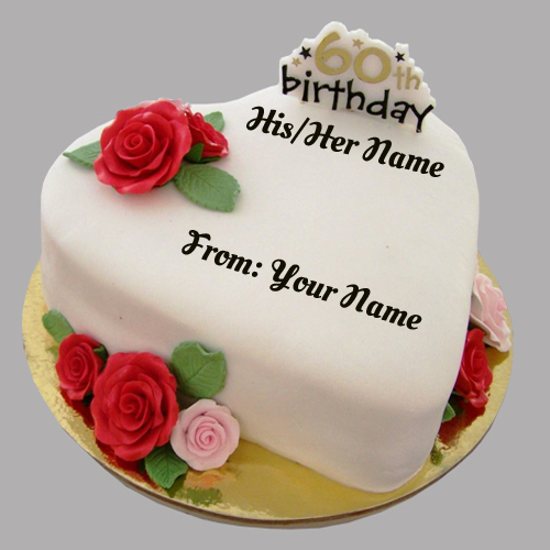 Happy 60th Birthday Cake With Your Name