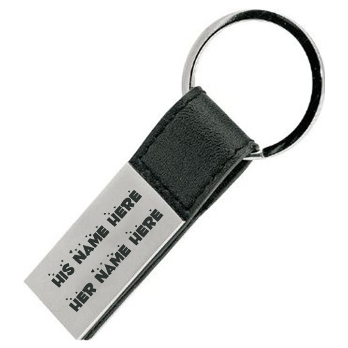 Write His and Her Name on Nice Steel Keychain
