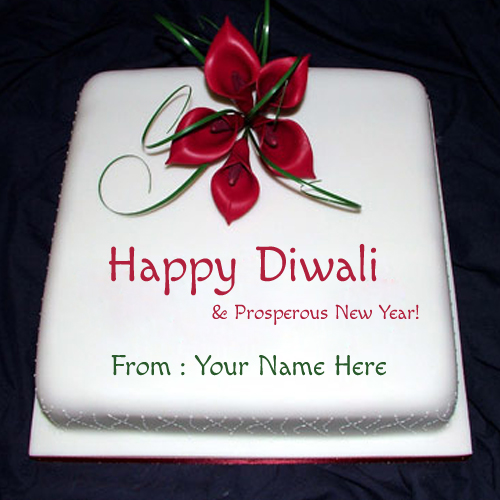 Write Name on Happy Diwali and Prosperous New Year Cake