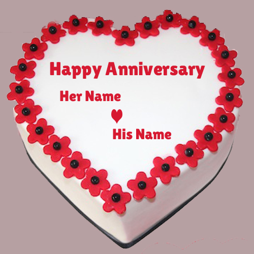 Happy Marriage Anniversary Heart Cake Namepix