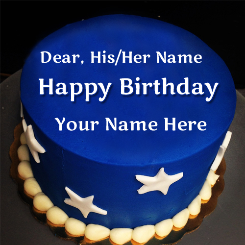 Blue Buttercream Iced Fondant Birthday Cake With Name
