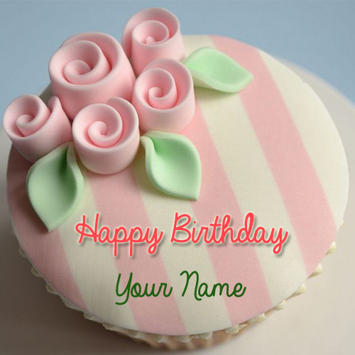 Write Name on Floral Toppings Birthday Cup Cake