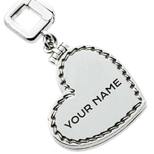 Write Name on Silver Heart Keychain Online