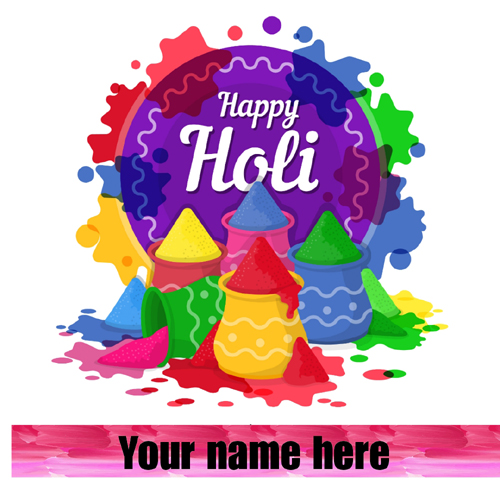 Beautiful Holi Wishes Greeting Card With Friend Name