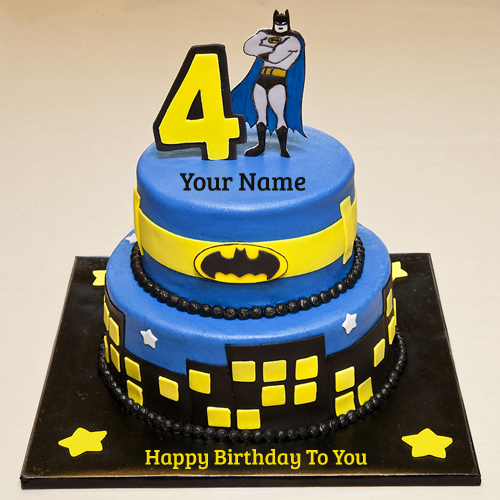 Write Name on Batman Birthday Photo Cake For Kids