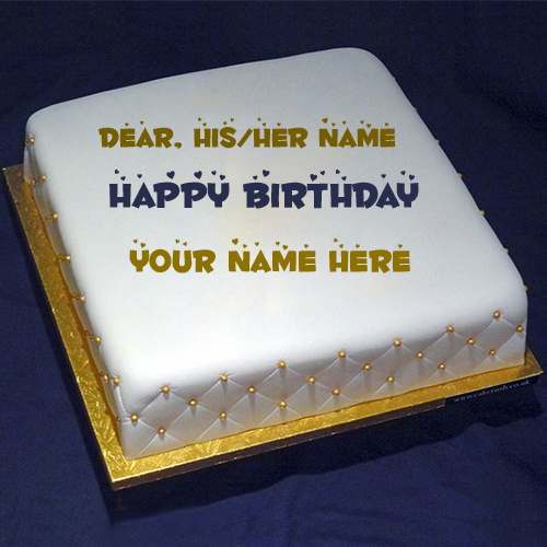 Happy Birthday Multipurpose Square White Cake With Name