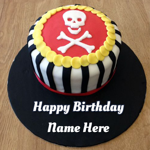 Pirate Skull And Crossbones Birthday Cake With Name