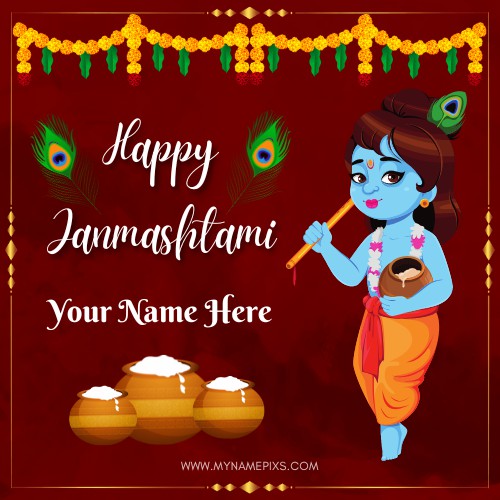 Janmashtami Dahi Handi Festival Greeting With Name