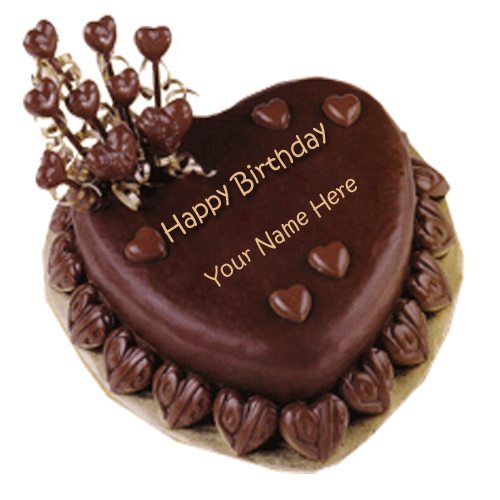 Best Wishes Chocolate Heart Birthday Cake With Name