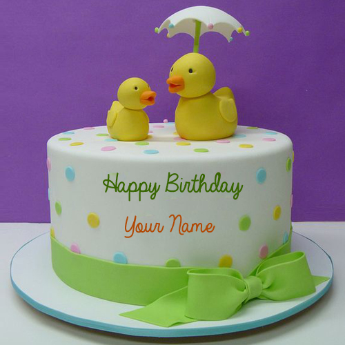 Write Name on Cute Tweety Bird Photo Birthday Cake