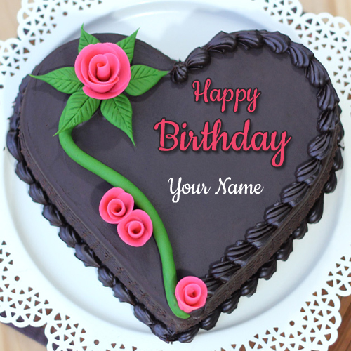 Heart Shaped Choco Truffle Birthday Cake With Your Name