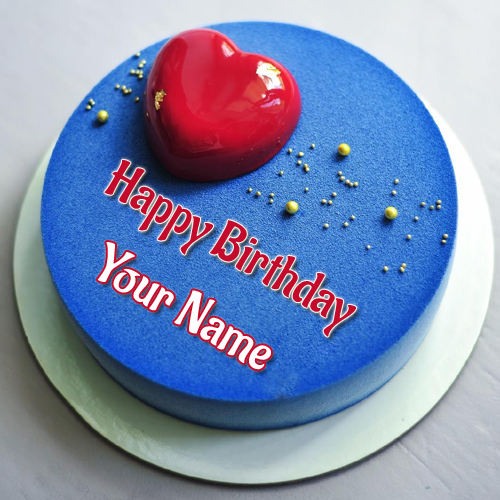 Name Birthday Wishes Cake With Romantic Heart Topper