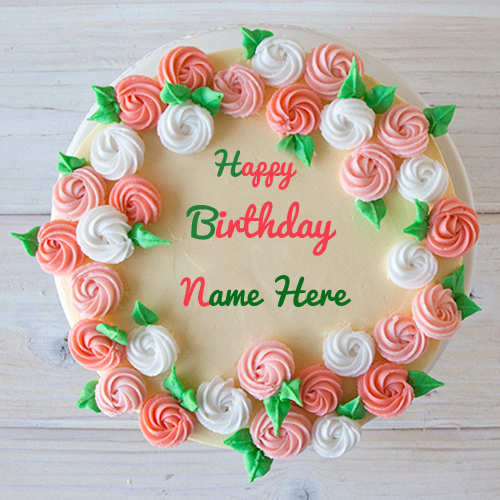 Homemade Birthday Cake With Your Custom Name Text