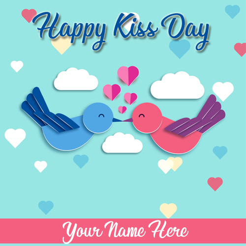 Write Name on Happy Kiss Day 2019 Cute Love Greeting