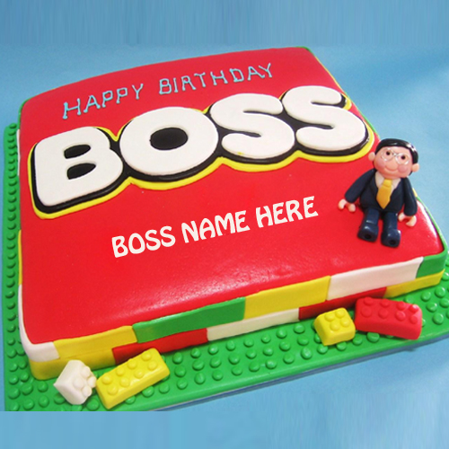 Write Name on Happy Birthday Boss Cake Picture