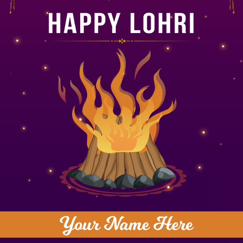 Happy Lohri 2022 Festival Greeting Picture With Name