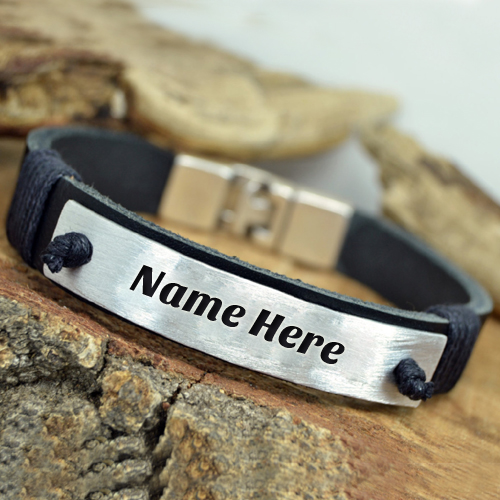 Hand Stamped Mens Leather Bracelet With Your Name