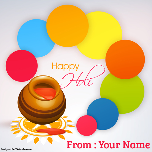 Write Name on Festival of Colors Happy Holi Profile Pic