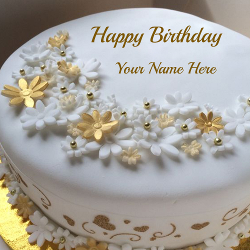 Golden Birthday Celebration Fruit Cake With Your Name