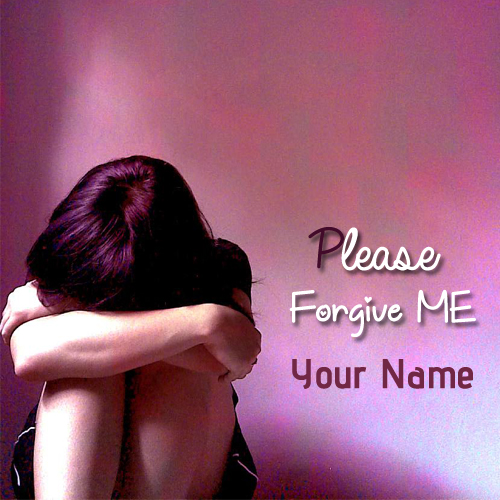 Write Name on Forgive Me Crying Cute Girl Greeting